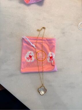 Lisi Lerch Gold Necklace with Mother-of-Pearl Clover Pendant